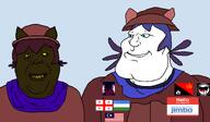 antifa are_you_soying_what_im_soying aryan blue_eyes brown_skin flag:anarcho-communism flag:georgia_(country) flag:malaysia flag:uzbekistan georgia jimbo_(namefag) jimbo_(user) looking_at_each_other malaysia meta:namefags name_tag niko_(oneshot) oneshot smile subvariant:mexiaryan variant:alicia variant:meximutt // 1553x905 // 148.4KB