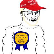 a10_eyes award baseball_cap blond blue_eyes buff cap clothes concerned donald_trump fell_for_it_again_award glasses hair hat looking_at_you maga maga_hat make_america_great_again open_mouth scared series:aryan_soyjaks soyjak stubble subvariant:soyak_(concerned) subvariant:soyaryan teeth text trend:aryan united_states variant:soyak white_background white_skin // 600x600 // 101.8KB