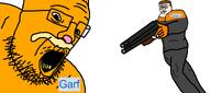 2soyjaks Toilet-G(user) angry braphog chud garf_(user) glasses gun hair holding_gun imminent_death meta:TOILETG_IS_A_ESL_YELLOW_EYED_PEDO muscular_male open_mouth scared screaming shotgun soyjak stubble template traced variant:chudjak variant:sentineljak variant:unknown white_background // 1918x851 // 63.2KB