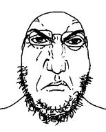 angry closed_mouth front_facing frown glasses looking_at_you punisher_face soyjak stubble subvariant:gapejak_front template variant:gapejak // 500x622 // 6.7KB