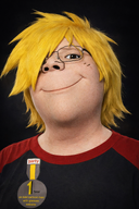 award badge blond blush brown_eyes closed_mouth female glasses grey_shirt long_hair looking_at_you meta:ai_generated meta:not_oc nate no_stubble nose red_shirt smile subvariant:gapejak_female subvariant:terryjak text variant:gapejak woman // 1024x1536 // 3.2MB