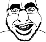 bald beard eyebrows grin happy pupils teeth template the_lawnmower_man variant:cobson white_background white_eyes white_skin // 475x434 // 15.4KB