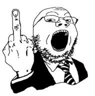 clothes glasses hand looking_at_you middle_finger necktie open_mouth retro_50s_middle_finger_guy soyjak stubble suit teeth variant:gapejak // 400x405 // 5.0KB