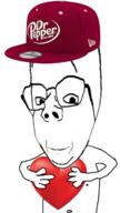 arm brainful cap clothes distorted dr_pepper glasses hand hat heart holding_heart holding_object nipple smile soyjak stubble subvariant:rand subvariant:wholesome_soyjak variant:gapejak // 1206x2143 // 1.1MB