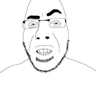 alternate eyebrows_up glasses stubble teeth teeth_showing variant:cobson // 845x749 // 7.7KB