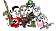 closed_mouth clothes communism female firearm gun hair hand holding_gun holding_object holding_pistol holding_rifle luigi luigi_mangione mass_shooter nazism palestine pistol rifle shooter smile swastika tranny variant:bernd variant:chudjak // 358x202 // 16.8KB