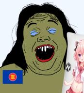 anime asean_flag asia asian association_of_southeast_asian_nations astolfo body_pillow brown_skin buck_teeth fate_grand_order femboy hair open_mouth southeast_asia soyjak stubble tranny variant:alicia // 620x687 // 117.1KB