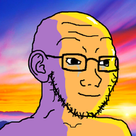 closed_mouth crying ear glasses happy palindrome_get shadow smile soyjak stubble subvariant:sunset_soyak_ears sunset swede_(artist) variant:soyak // 1001x823 // 583.4KB