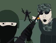 background blackwatch clothes glasses gun hat helmet m16 military open_mouth prototype_(game) rifle stubble sunglasses variant:two_pointing_soyjaks video_game white_skin // 1162x900 // 178.1KB