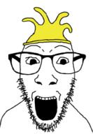 glasses mouth_open open rubber soyjak stubble variant:dylanjak yellow // 176x255 // 18.3KB