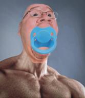 baby bernd_schmidt black_eyes ear fleshjak gigachad glasses muscles muscular_guy pacifier realistic small_eyes soyjak stubble variant:gapejak // 515x595 // 316.9KB
