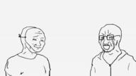animated arm closed_eyes clothes crying glasses hand hugging mask open_mouth sad slap smirk smug soyjak stubble variant:soyak wojak // 498x280 // 2.0MB