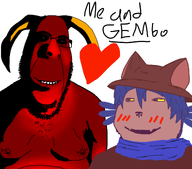 2soyjaks bald blush cat_ear clenched_teeth glasses heart jimbo_(namefag) kainevader_(namefag) love meta:namefags ominous red_skin smile stubble subvariant:hornyson subvariant:impish_meowjak subvariant:massjak subvariant:massmeowjak subvariant:wholesome_soyjak teeth variant:cobson variant:gapejak // 1140x1005 // 338.5KB