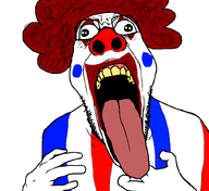 blue clown clown_nose clown_wig glasses hand ishowspeed makeup nose open_mouth red retard template tongue transparent_background variant:spedjak white // 828x761 // 34.3KB