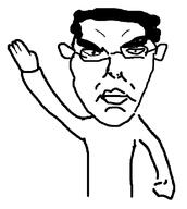 closed_mouth ear glasses hair hand oekaki salute soyjak subvariant:chudjak_front variant:chudjak // 723x807 // 17.4KB