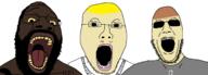 3soyjaks death_grips glasses open_mouth shocked soyjak stubble template transparent_background variant:chrisjak variant:goopjak variant:unknown // 2249x814 // 91.5KB