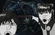 2soyjaks anime arm gunbuster hair hand japanese_text meta:tagme open_mouth soyjak stubble variant:two_pointing_soyjaks // 680x439 // 269.2KB