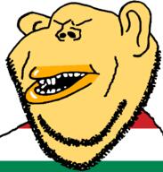asiamutt asian buck_teeth closed_eyes ear flag hungary mongol mutt open_mouth soyjak stubble subvariant:impish_amerimutt variant:impish_soyak_ears yellow_skin // 598x628 // 17.1KB