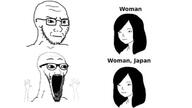 arm concerned female frown glasses hand hands_up japan open_mouth place_japan soyjak stubble subvariant:soyak_(irritated) subvariant:wewjak text thing_japanese variant:soyak // 680x383 // 98.5KB