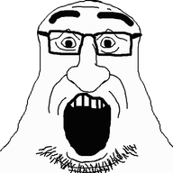 animated glasses open_mouth soyjak stubble subvariant:pissluffare_front thick_eyebrows variant:pissluffare // 620x519 // 54.8KB