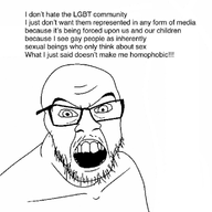 angry glasses lgbt open_mouth racism soyjak stubble text variant:feraljak // 1000x1000 // 168.6KB