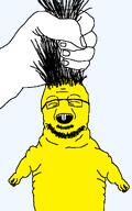 asian blind buck_teeth hair hand holding_soyjak homunculus mandrake open_mouth teeth variant:prematurejak yellow_skin // 728x1160 // 33.9KB