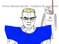 2soyjaks ack blue_shirt clothes europa europe eurovision glasses hair israel joost joost_klein rope smile soyjak stubble subvariant:muscular_chud teeth tongue troon variant:bernd variant:chudjak // 800x600 // 215.6KB
