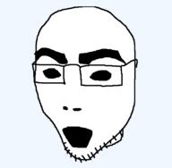 glasses open_mouth soyjak stubble variant:unknown // 1103x1080 // 18.1KB