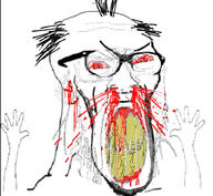balding blood bloodshot_eyes clenched_teeth cracked_teeth glasses hair hand hands_up merge nosebleed red_eyes soyjak stubble subvariant:feralrage subvariant:wewjak variant:feraljak variant:soyak yellow_teeth // 640x590 // 240.3KB