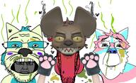 angry flies furry fursuit group mask smell subvariant:chudjak_front subvariant:trannyfur trio variant:bernd variant:chudjak variant:coinjak variant:markiplier_soyjak // 1648x1000 // 701.6KB