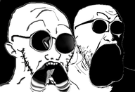 2soyjaks black_background black_eyes deformed distorted ear eyebrows glasses looking_to_the_right meta:not_oc neck nose ominous open_mouth shocked stubble subvariant:doctos teeth tongue tongue_out variant:darkiplier variant:soyak white_skin // 565x386 // 112.4KB