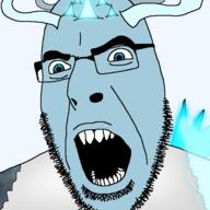 blue_eyes blue_skin cryologia eyes_like_the_o-o-cean glasses glowing horn meta:tagme oc open_mouth sharp_teeth spike variant:cobson // 721x720 // 106.6KB