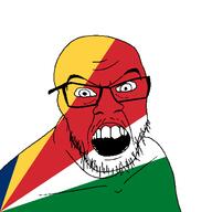 angry country flag glasses jacksepticeye looking_at_you mustache open_mouth seychelles soyjak stubble teeth variant:feraljak youtube // 1500x1500 // 35.1KB