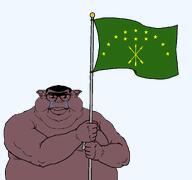 angry brown_skin circassia circassian fat flag flag:circassia glasses hair holding_flag purple_skin subvariant:branigger two_handed unibrow variant:brandon // 1056x992 // 61.4KB