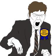 award clothes eyes_closed mouth_open nick_fuentes politics suit suit_and_tie variant:unknown wrong_about_everything_award // 1130x1200 // 84.0KB