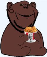 black_skin fried_chicken golden_tooth kentucky_fried_chicken kfc nigger soyjak stubble subvariant:impdrink transparent_background variant:impish_soyak_ears // 2549x3117 // 1019.9KB