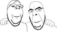 2soyjaks closed_mouth friendship glasses hand soyjak stubble subvariant:wholesome_soyjak variant:cobson variant:gapejak // 1920x1080 // 257.4KB