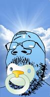 baby blue_skin caca glasses jpeg_compression low_quality mustache small_eyes soyjak stubble white_background white_eyes // 881x1693 // 213.5KB