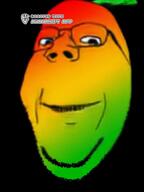 animated avatarify black_background crazy_frog food fruit glasses leaf mango music singing smile soyjak stubble subvariant:wholesome_soyjak variant:gapejak video // 768x1024, 7.8s // 2.1MB