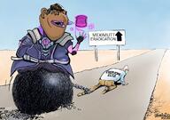 artist:romanian_schizo brown_hair crawling desert eyelashes eyelids eyeshadow fat female hacker hacking hamburger man mutt obese open_mouth overwatch political_cartoon purple_hair sombra_(overwatch) subvariant:female_impish_ears subvariant:impish_amerimutt variant:impish_soyak_ears // 1190x834 // 925.4KB