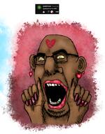 art black_skin bwc drawfag drawing glasses hand heart lips lipstick makeup nail_polish nails nigger open_mouth painted_nails queen_of_hearts racemixing request soyjak stubble variant:cobson yellow_sclera // 1311x1676 // 2.3MB