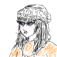 beanie black_hair blue_eyes blushing brimstone coal glasses lips necklace nose oekaki sweater variant:soytan // 480x480 // 49.0KB