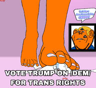 dem 2soyjaks arm bloodshot_eyes bnwo closed_mouth crushing crying decent_human_being donald_trump(namefag) ear foot giant glasses hair leg orange_skin queen_of_spades side_profile soyjak subvariant:hornyson text tranny trans_rights variant:chudjak variant:cobson variant:impish_soyak_ears yellow_hair // 1500x1370 // 202.2KB