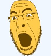 emoticon glasses no_teeth open_mouth series:soymoji soyjak stubble variant:cobson yellow yellow_skin // 721x789 // 39.7KB