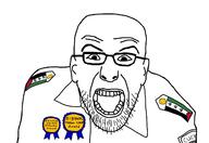 award closed_mouth clothes ear empathy flag flag:palestine glasses hasan_piker looking_at_you police police_hat police_uniform queen_of_spades soyjak stubble text variant:policejak // 1600x1100 // 145.9KB