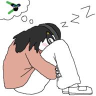 arrow closed_eyes clothes dream glasses hair sleeping variant:soytan // 500x500 // 17.6KB