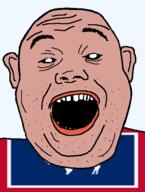 amerimutt animal black_sclera buffalo clothes ear flag flag:wyoming hair open_mouth red_shirt soyjak state stubble teeth transparent_background united_states variant:alicia wyoming // 418x555 // 18.2KB