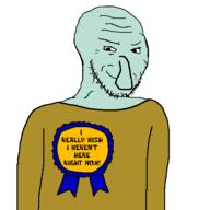 arm award badge closed_mouth ear glasses i_really_wish_i_werent_here_right_now ribbon smirk smug soyjak spongebob_squarepants squidward stubble text variant:soyak // 600x600 // 15.8KB