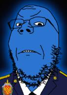 angry blue_skin closed_mouth clothes fsb glasses glowing necktie soyjak stubble suit trend:glowie variant:gapejak // 600x850 // 79.9KB