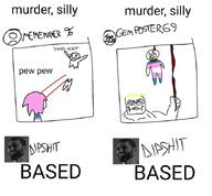 ack artist:conservativewaluigi based blond blue_eyes chud chudcel eye_beam gigachad hanging laser murder muscles nas:gigachad nonsense rope subvariant:muscular_chud text tranny tranny_meme trend:aryan troon twitter variant:chudjak xitter yellow_hair ywnbaw // 680x630 // 191.3KB